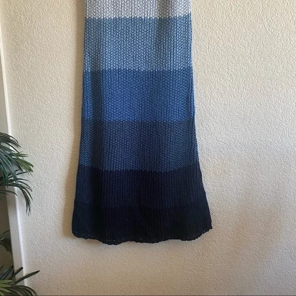 Zara Stripe Knit Midi Dress Tie Straps Blue Small - Picture 7 of 11